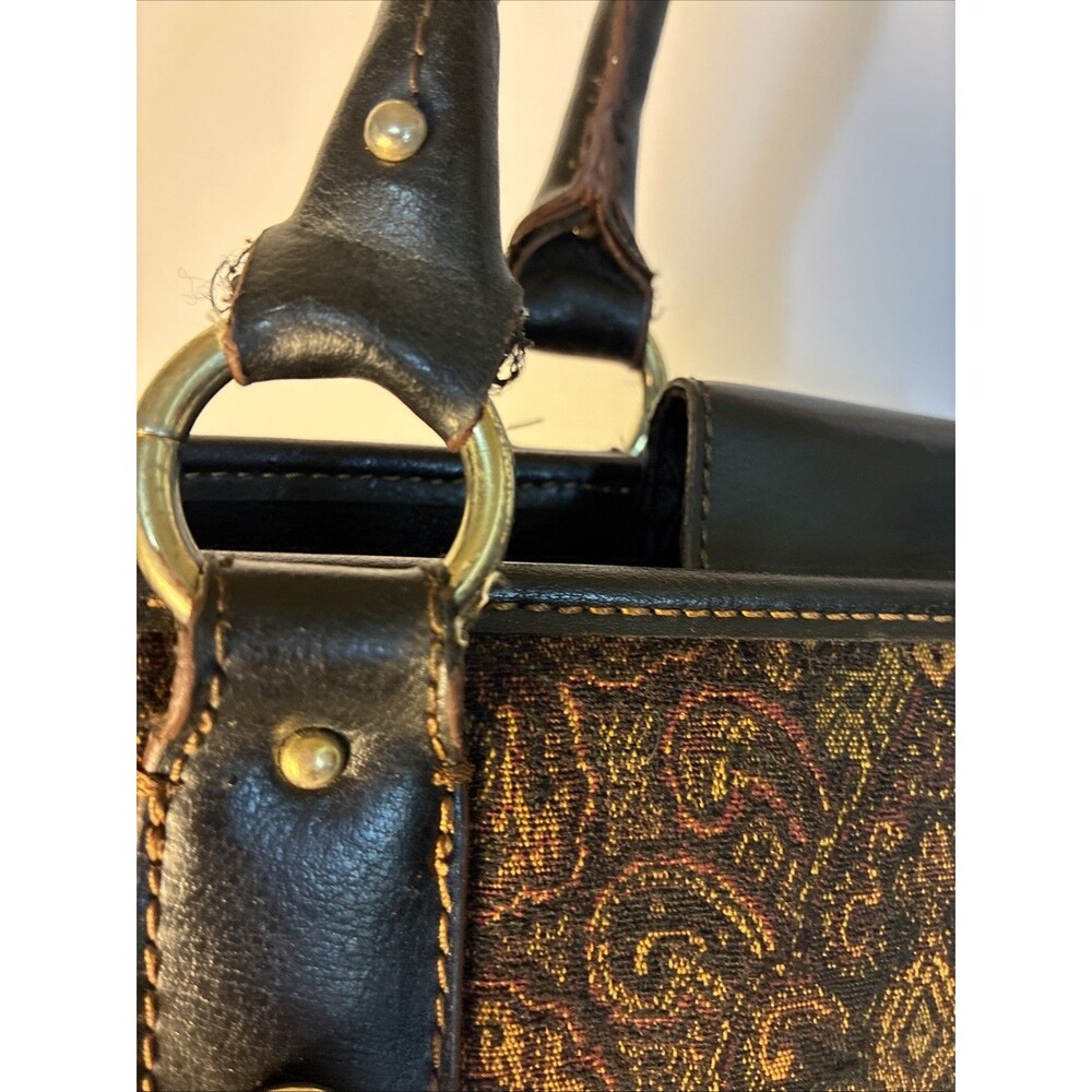 Vintage Etienne Aigner Paisley Tapestry Satchel Bag Dark Academia Boho Chic NEW - Picture 4 of 9